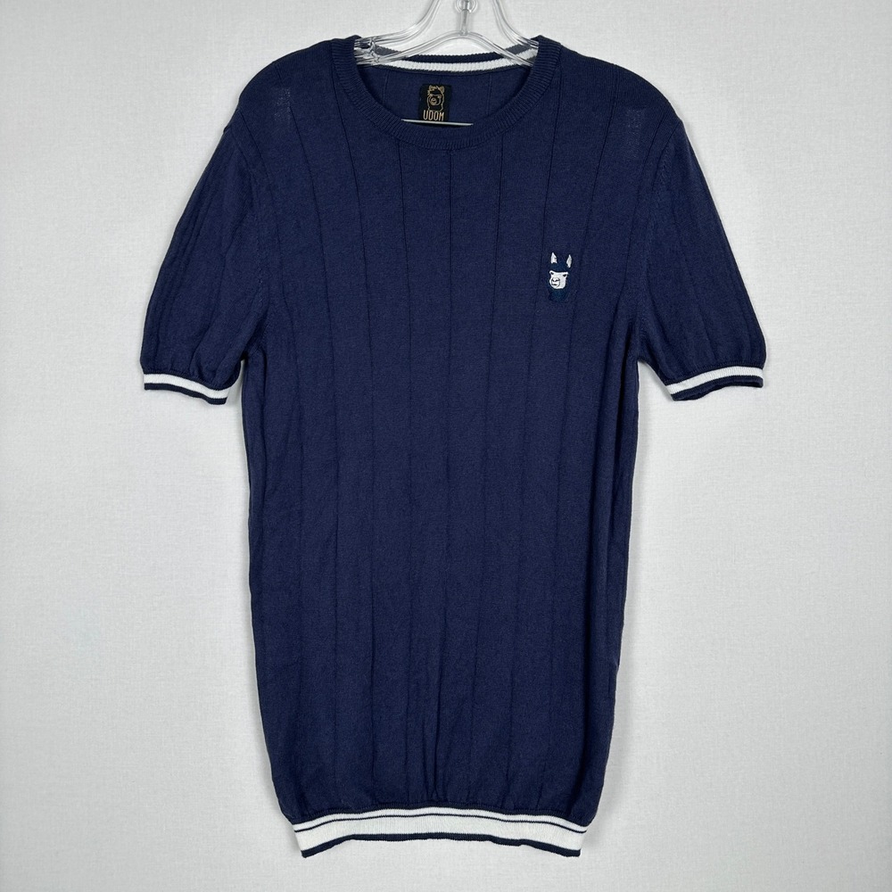 UDOM‎ Alpaca Wool Blend Knit Shirt Navy Short Sleeve Women's Size M